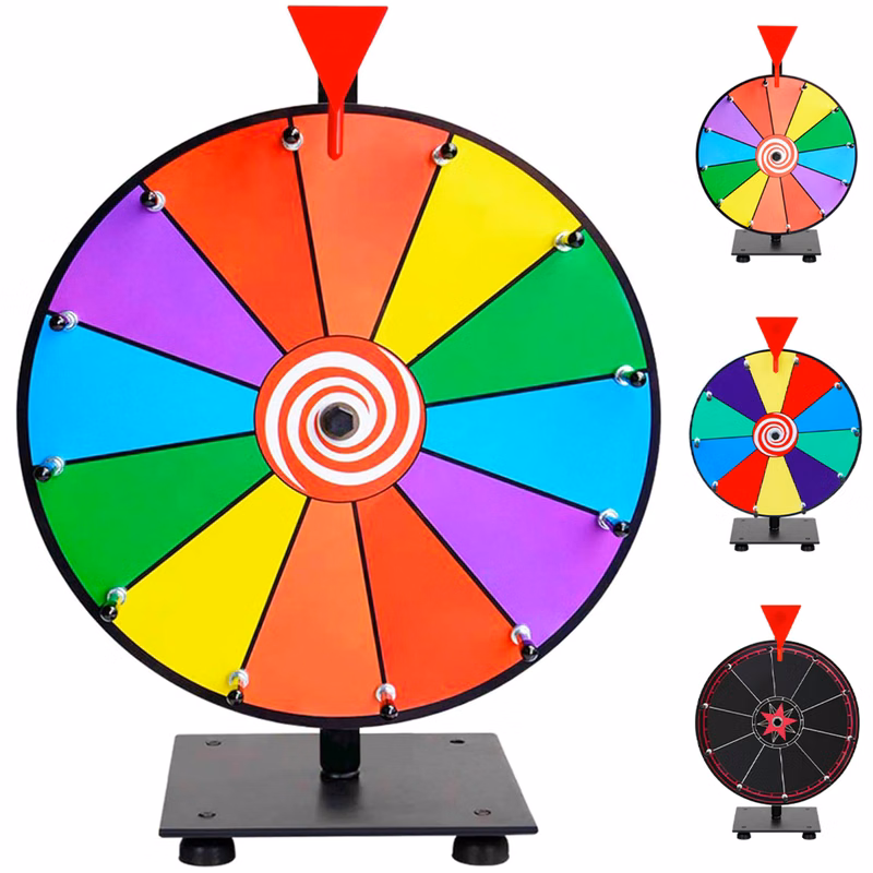 12-Inch Prize Wheel with 12 Customizable Segments & Stand