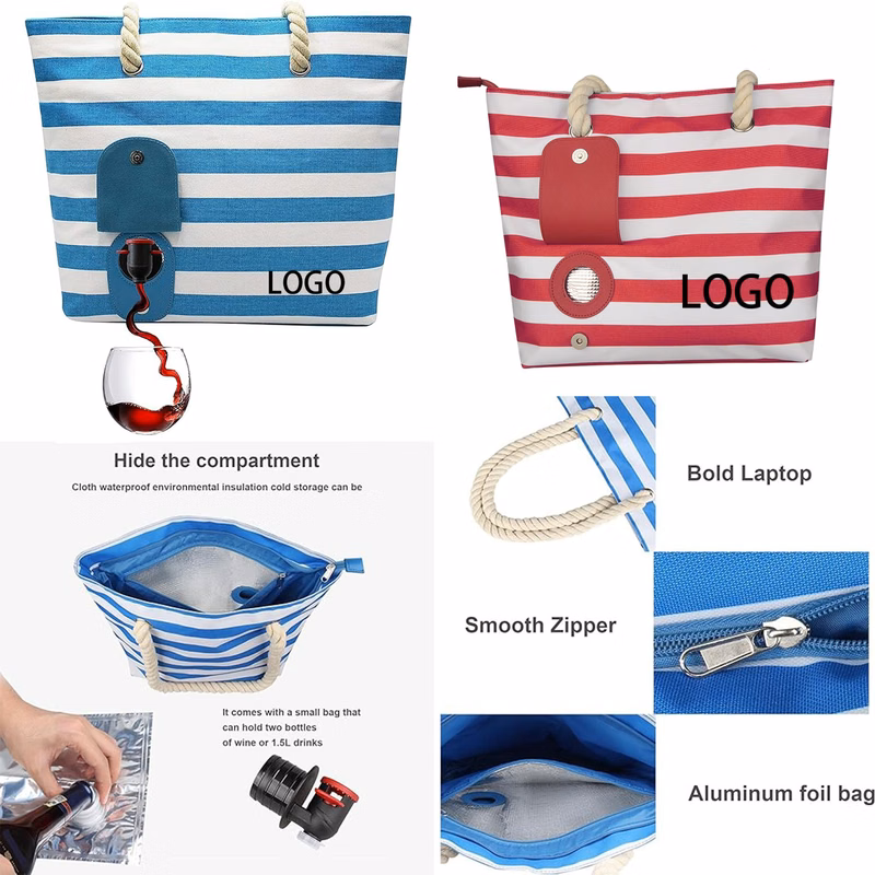 Portable Beach Wine Tote Bag