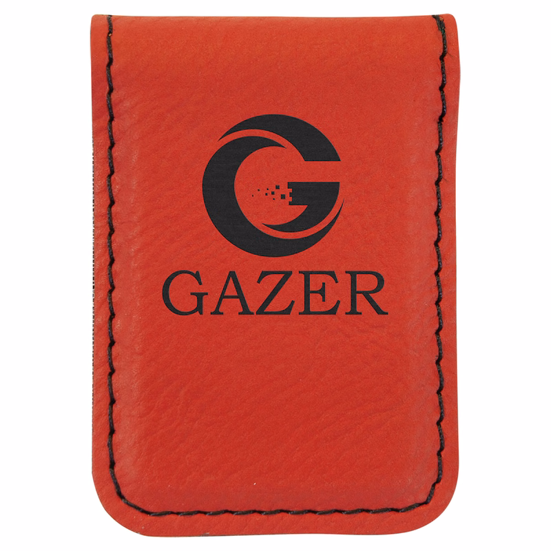 1 3/4" x 2 1/2" Red Leatherette Money Clip