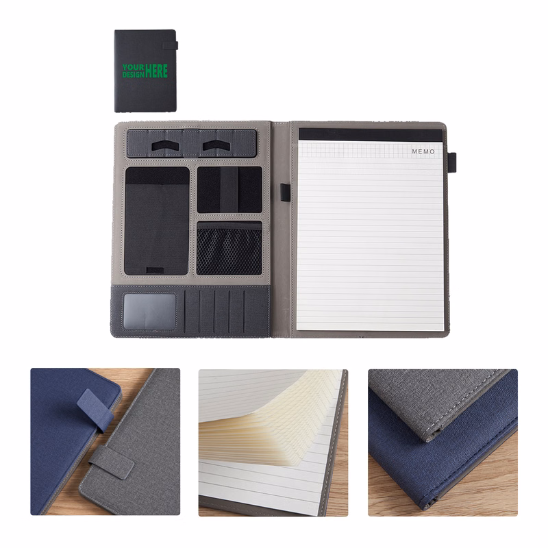 MOQ20 Gray Fabric Contract Folder with Multifunctional Design