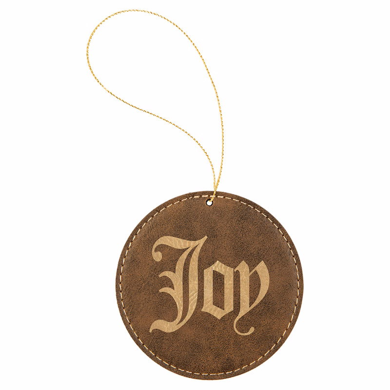 Rustic/Gold Leatherette Round Ornament with Gold String