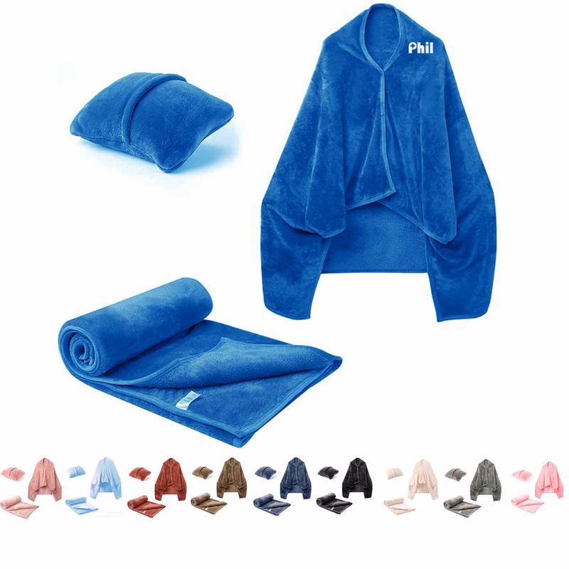 2-in-1 Foldable Travel Blanket & Pillow - Flannel Shawl