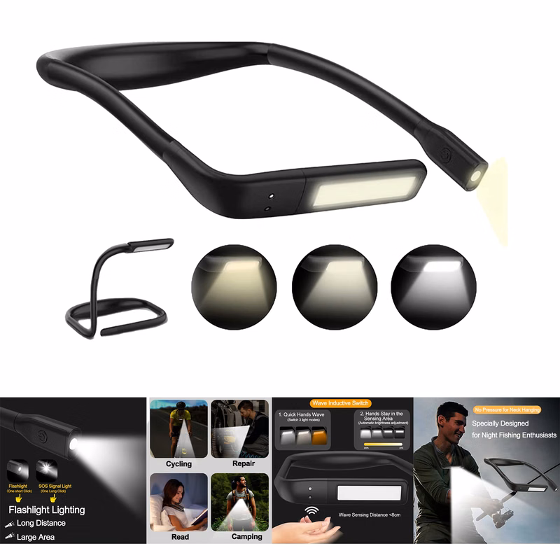 LED Reading Lamp Book, Neck Reading Light Rechargeable Lightweight and Flexible Book Lamp