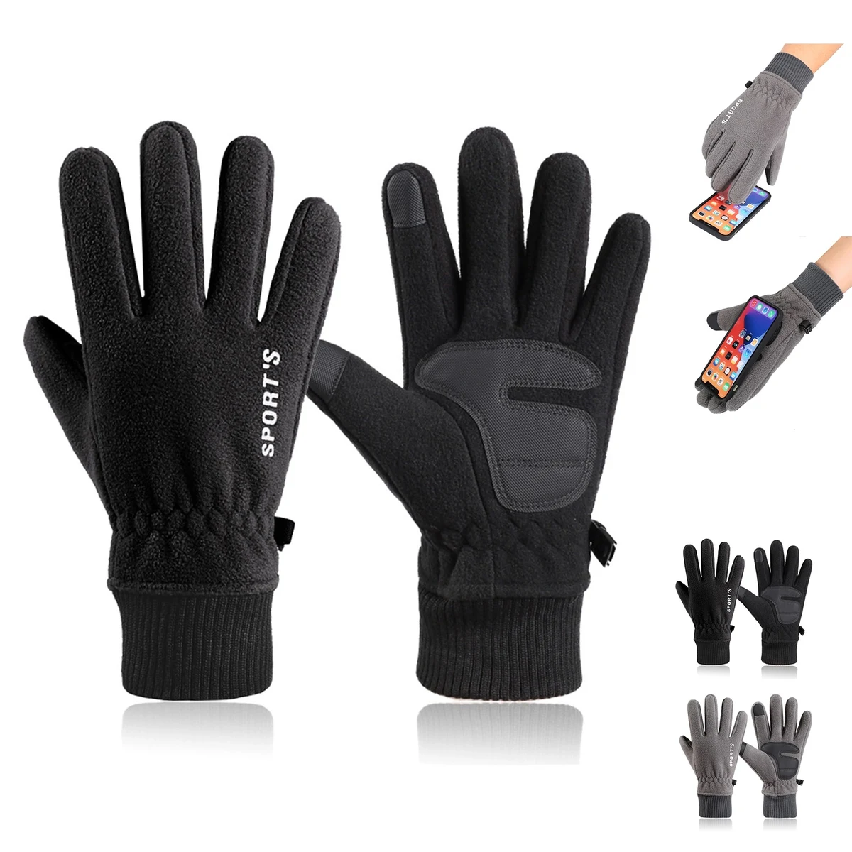 Winter Fleece Gloves Touch Screen Water Resistant Windproof 1