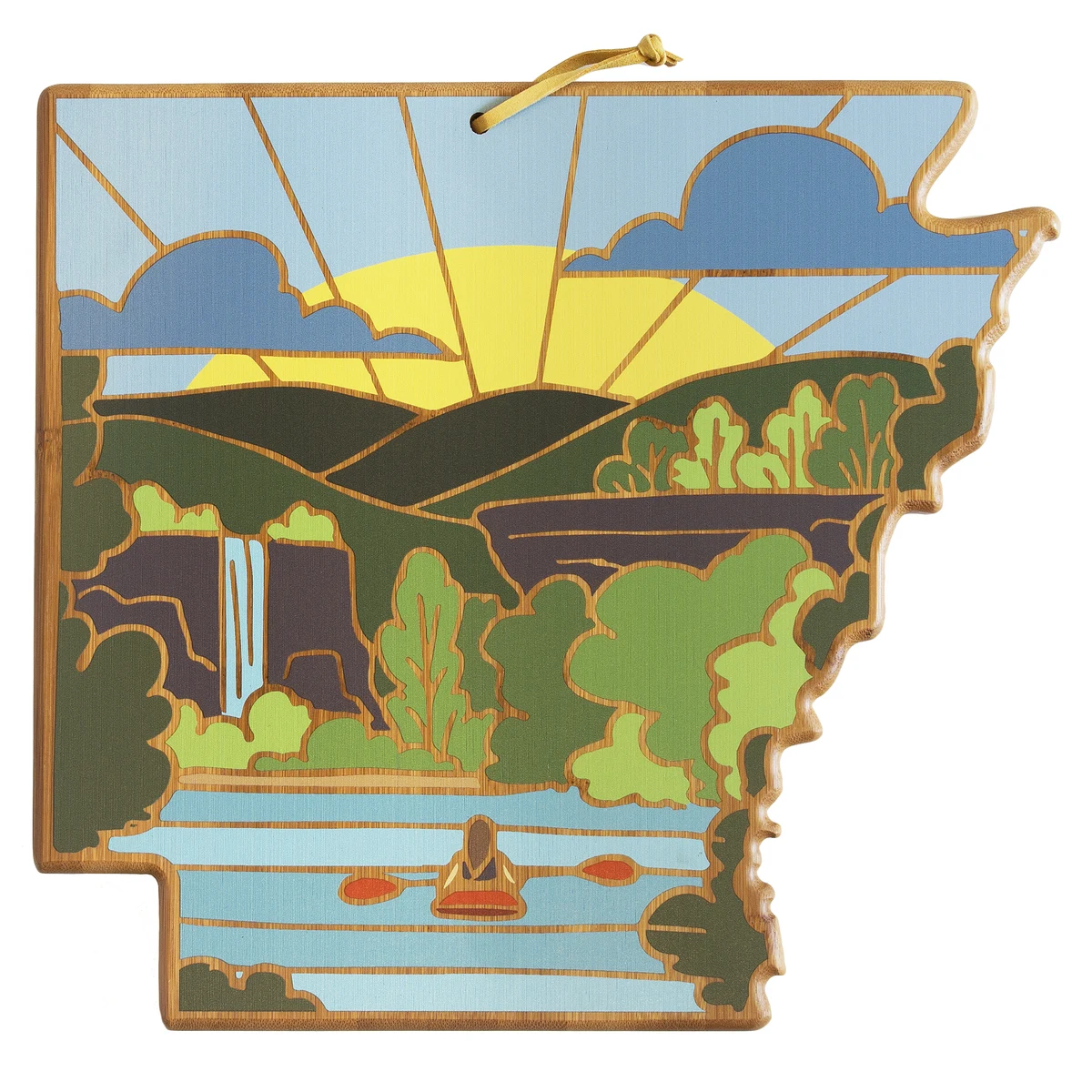 Arkansas State Shaped Serving and Cutting Board with Artwork by Summer Stokes 1