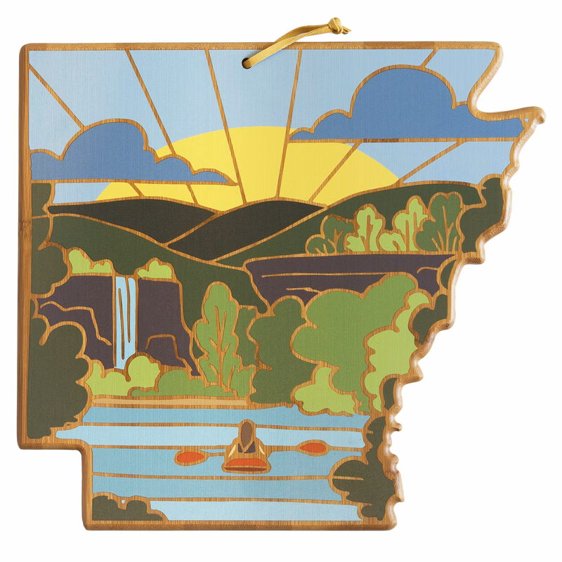 Arkansas State Shaped Serving and Cutting Board with Artwork by Summer Stokes