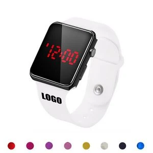 Sports Watch With White Band Digital Display Adjustable Design 1