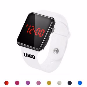 Sports Watch With White Band Digital Display Adjustable Design