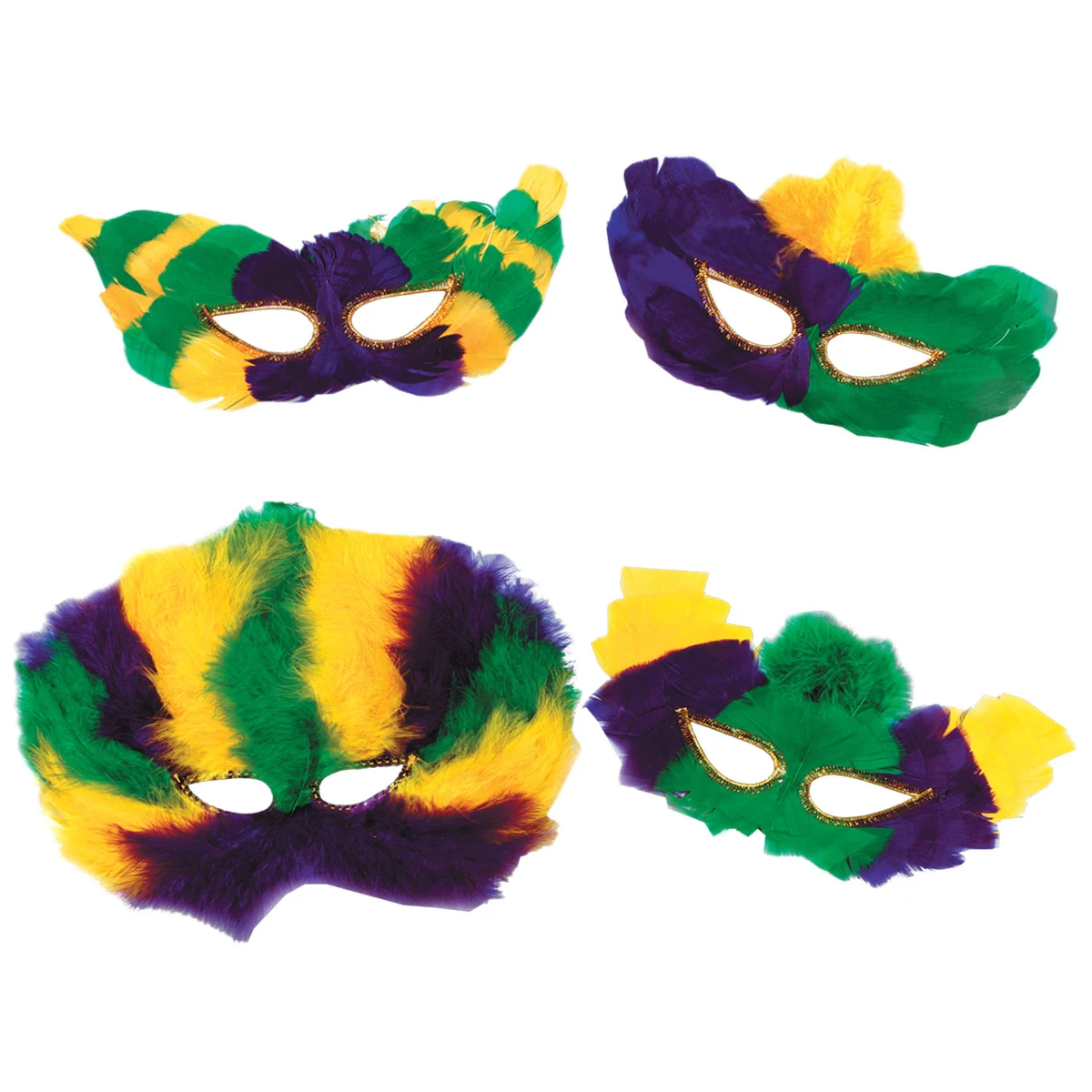 Mardi Gras Fanci Feather Mask Assortment 1