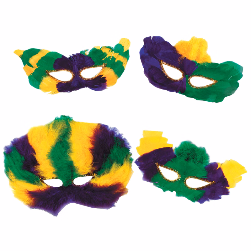 Mardi Gras Fanci Feather Mask Assortment