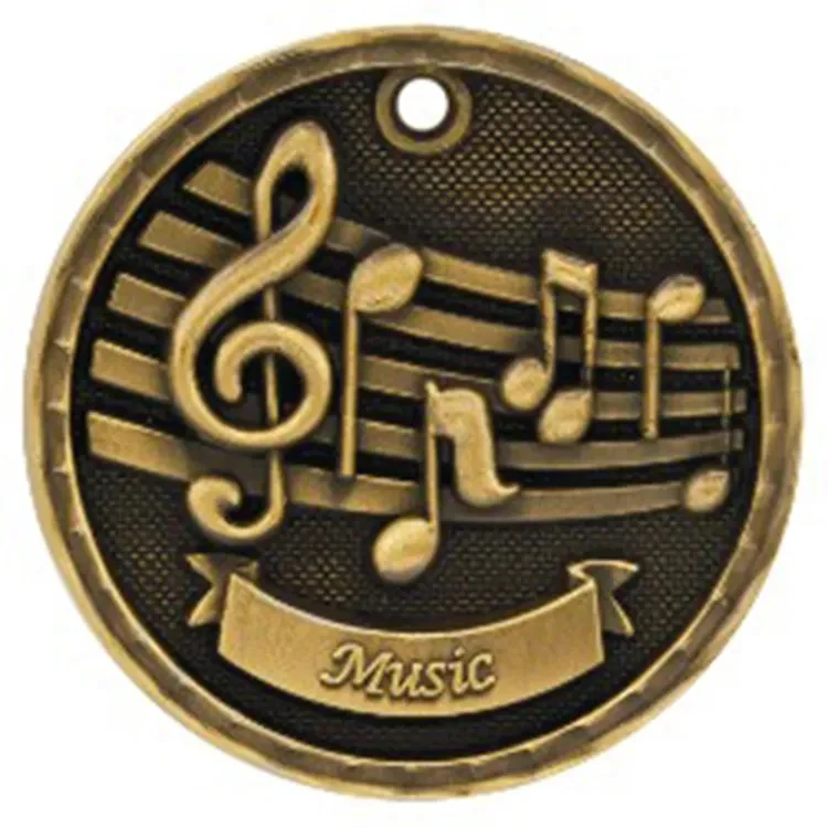2" Antique Finish 3D Music Medal 1