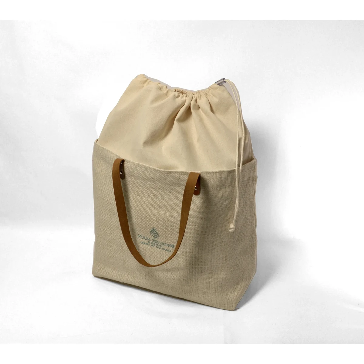 Burlap Canvas Open Tote 1