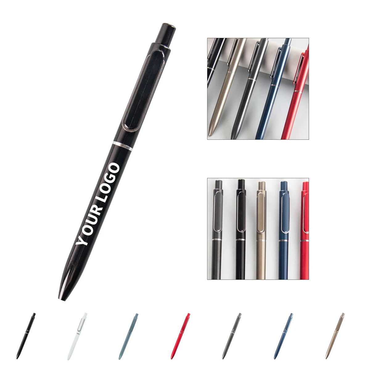 Metallic Barrel Click Pen With Contoured Grip 1