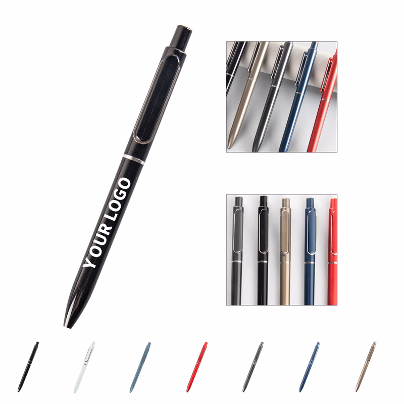 Metallic Barrel Click Pen With Contoured Grip