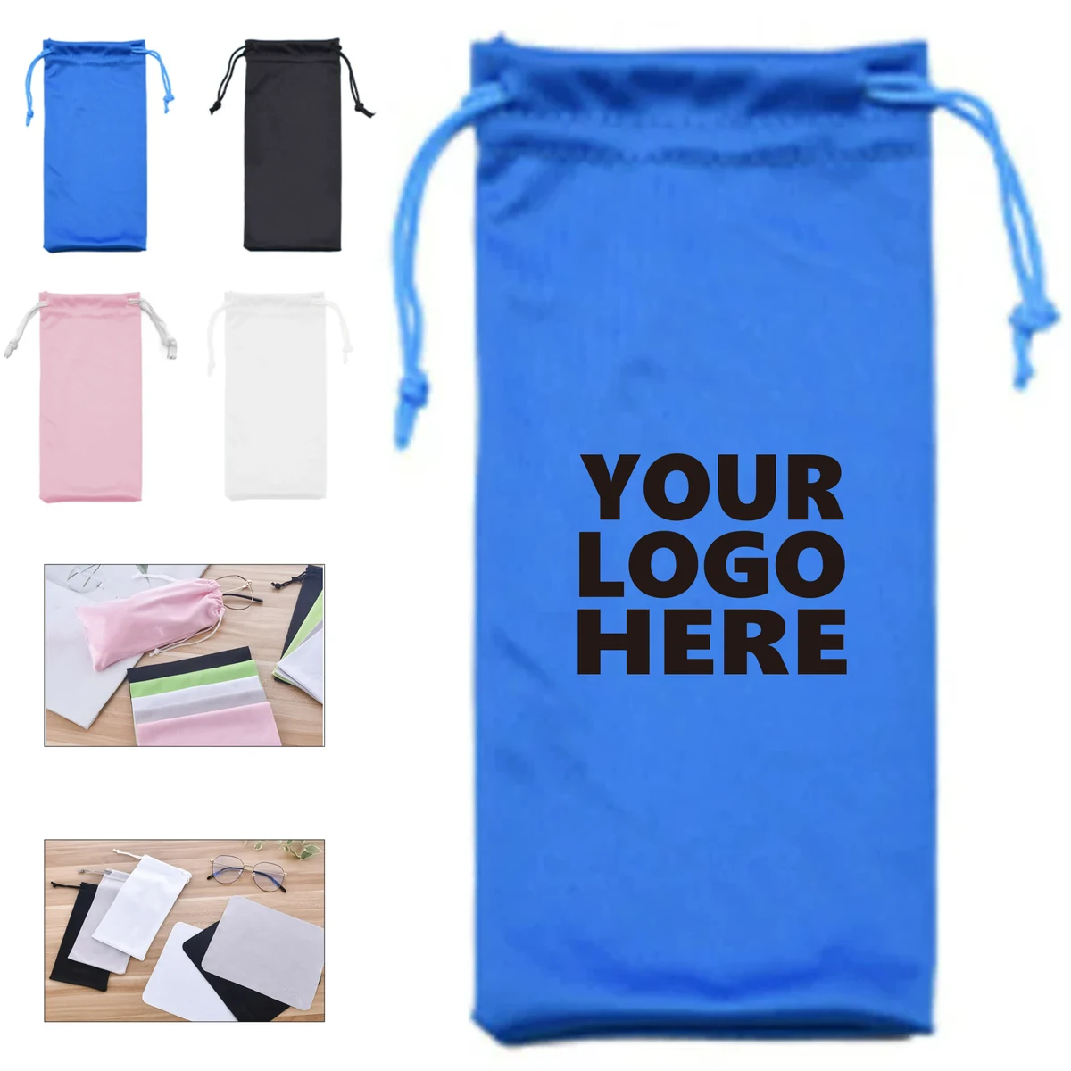 Drawstring Soft Microfiber Eyeglass Storage Pouch 1