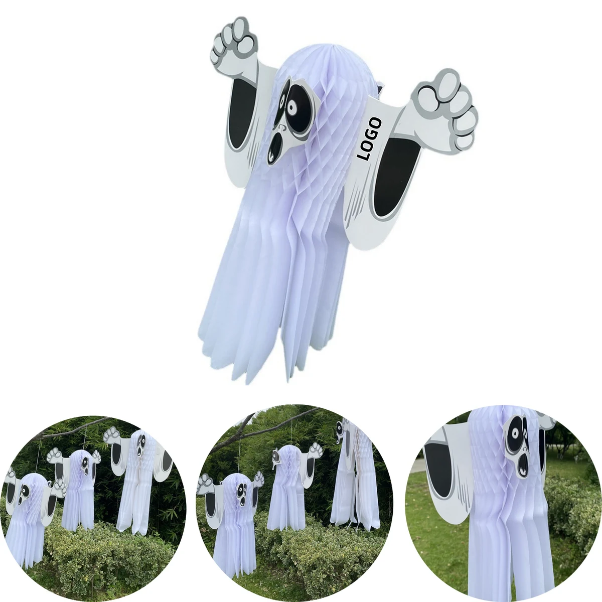 Paper Ghost Halloween Paper Honeycomb Decorations 1
