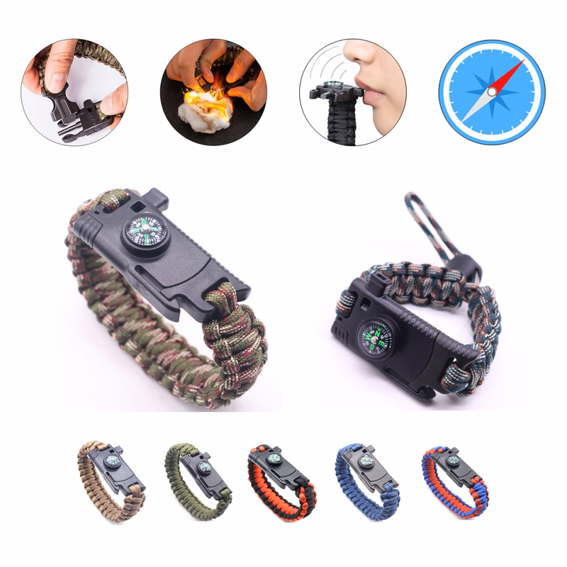 Multifunction 5-in-1 Outdoor Paracord Survival Bracelet