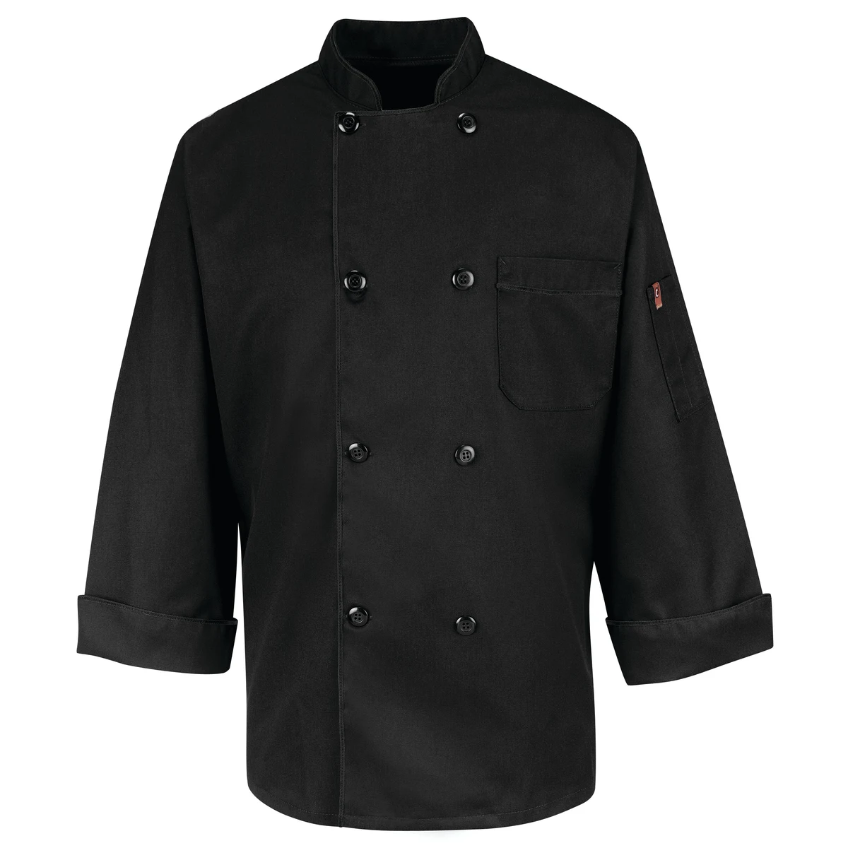 Red Kap® Eight Pearl Button Black Chef Coat 1