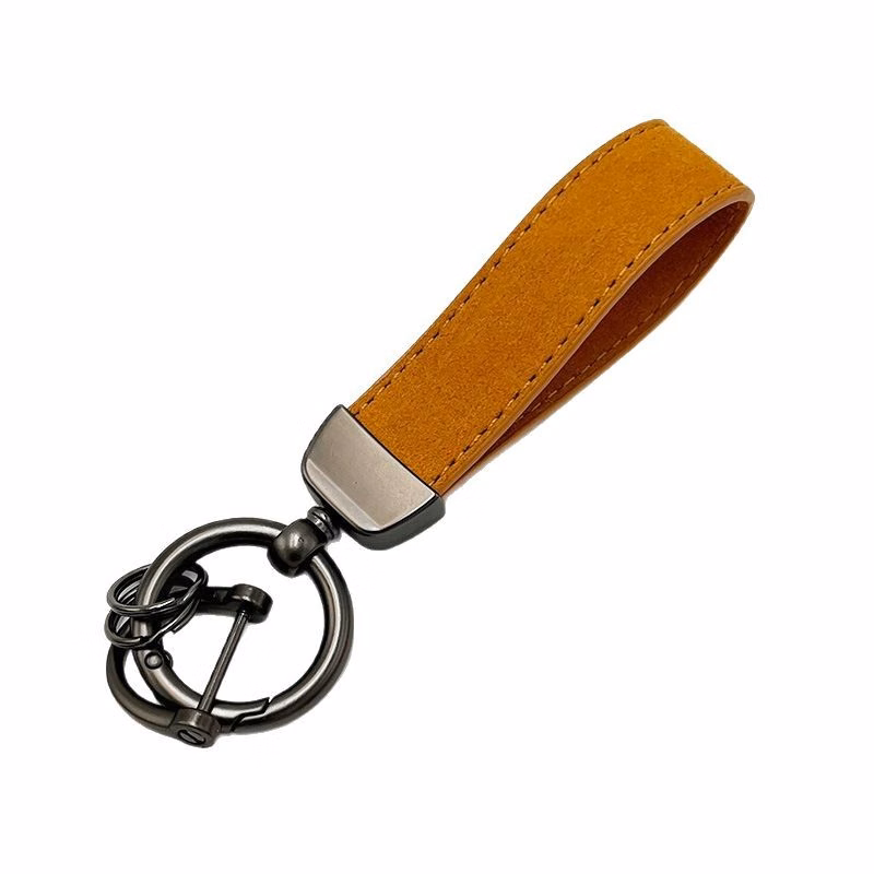 Custom Premium Suede Leather Car Keychain with Metal Clasp
