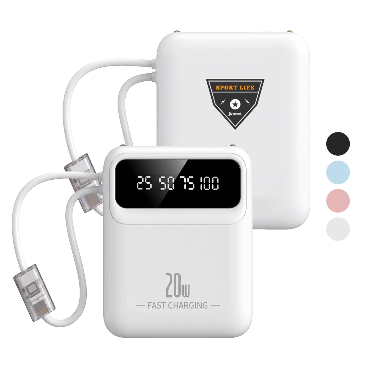Compact 5000mAh High Quality Power bank W/ charging cable 1