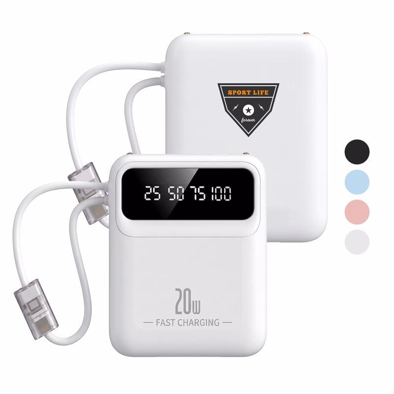 Compact 5000mAh High Quality Power bank W/ charging cable