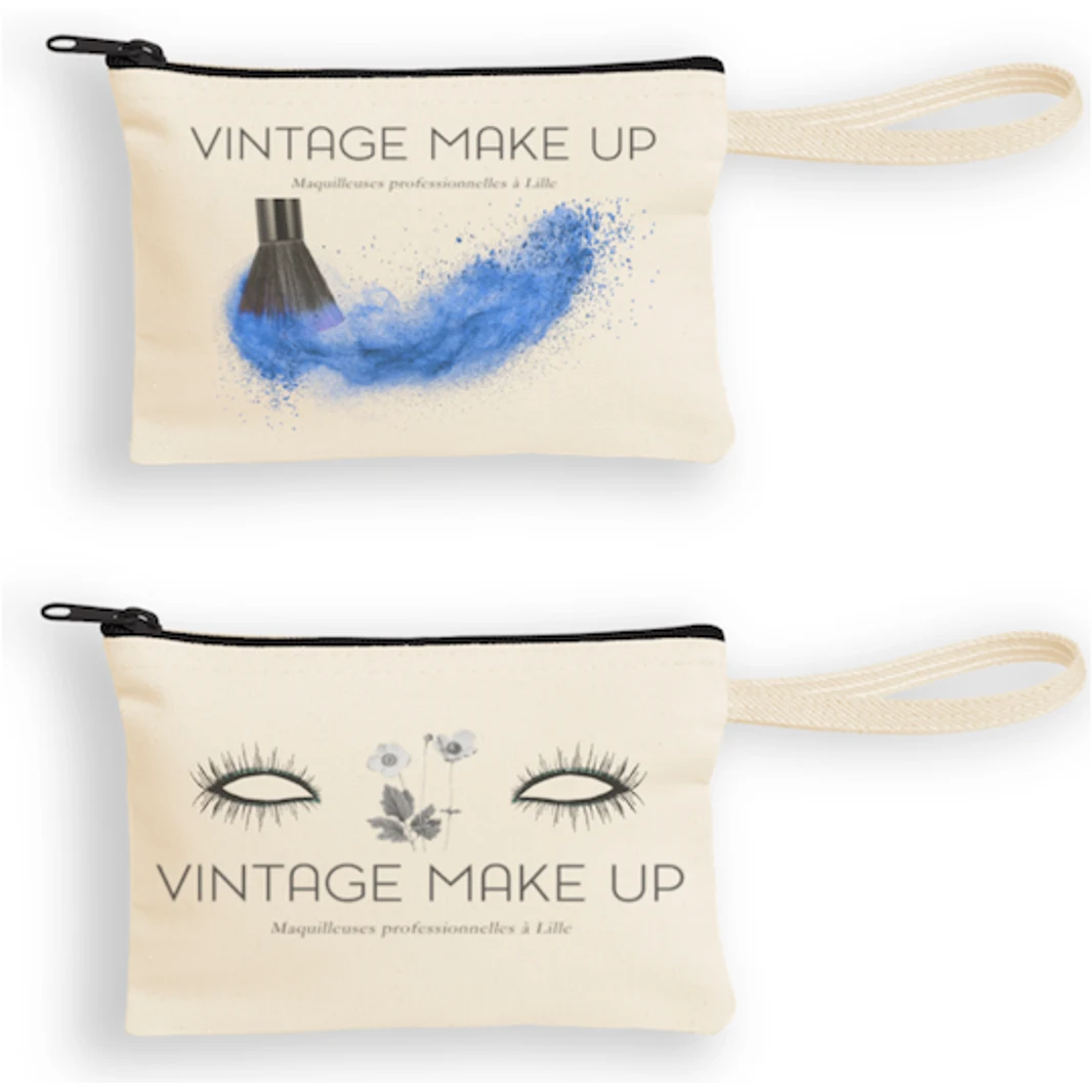 Canvas Wristlet Pouch with Black Zipper 1