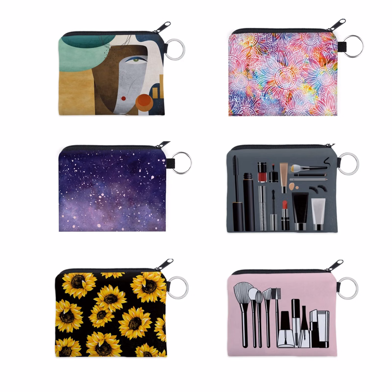 Mini Coin Purse with Attachment Ring Zipper