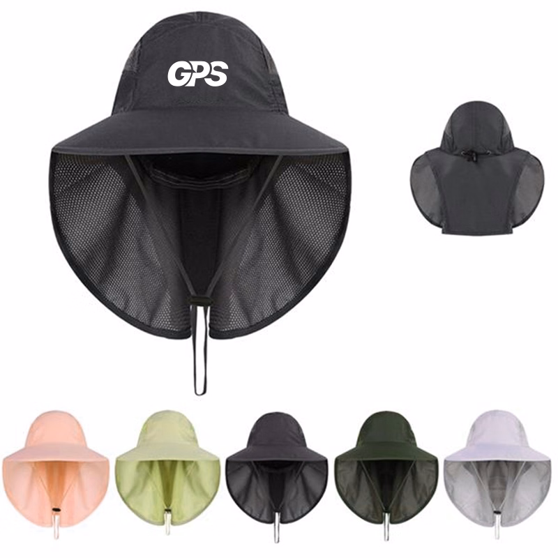 12 " UV Sun Booney Hat With Neck Flap