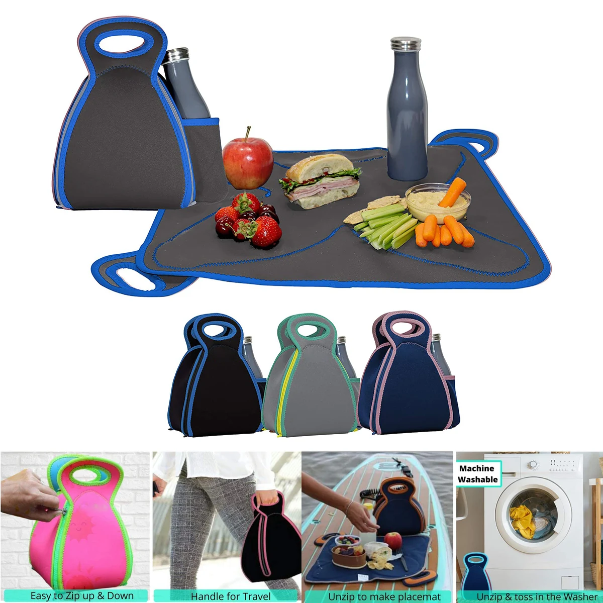 Resuable Lunch Bag Unzips Into Placemat 1