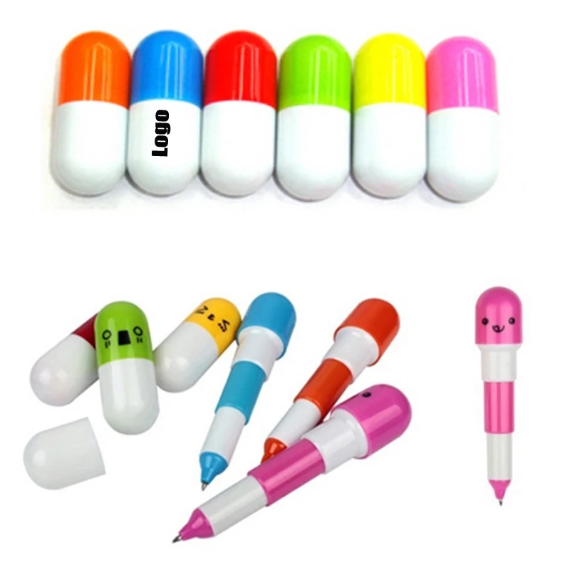 Retractable Capsule Shape Ballpoint Pen w/ Smiling Face 1