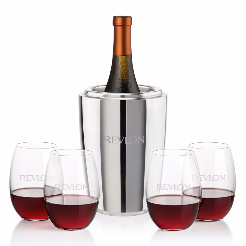Pescara Wine Cooler & Carlita Stemless Wine Set