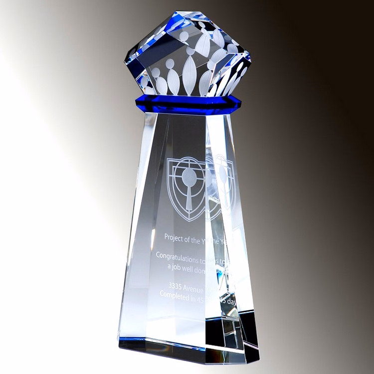 Unique Crown Achievement Crystal Award