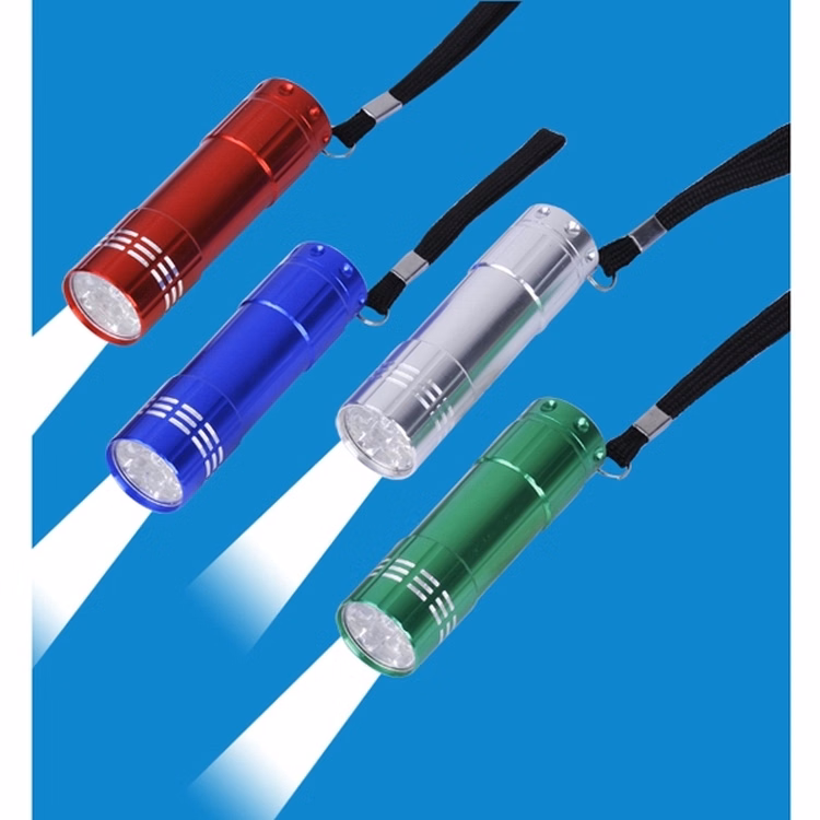 Flashlight. 9 LED Lights With Aluminum Body And Wrist Strap