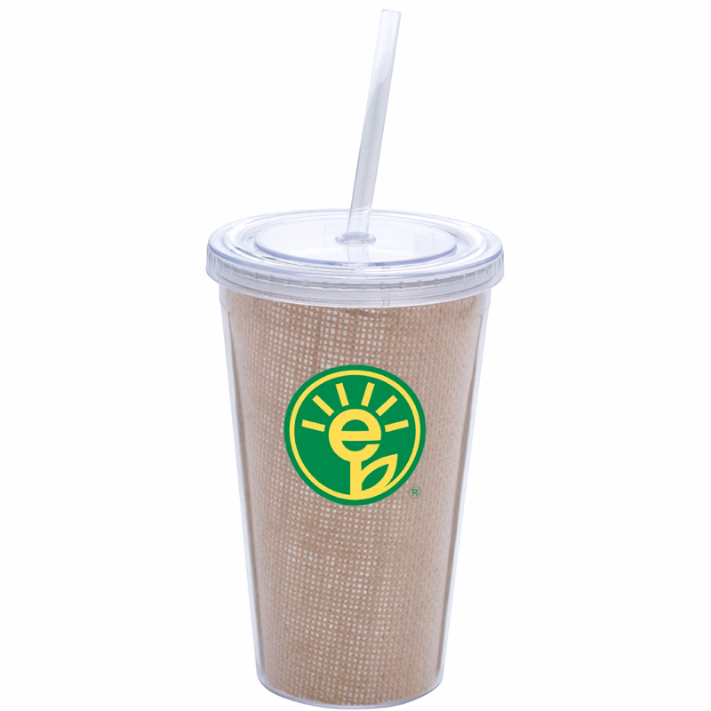 16 Oz. Burlap Acrylic Cup w/Burlap Insert