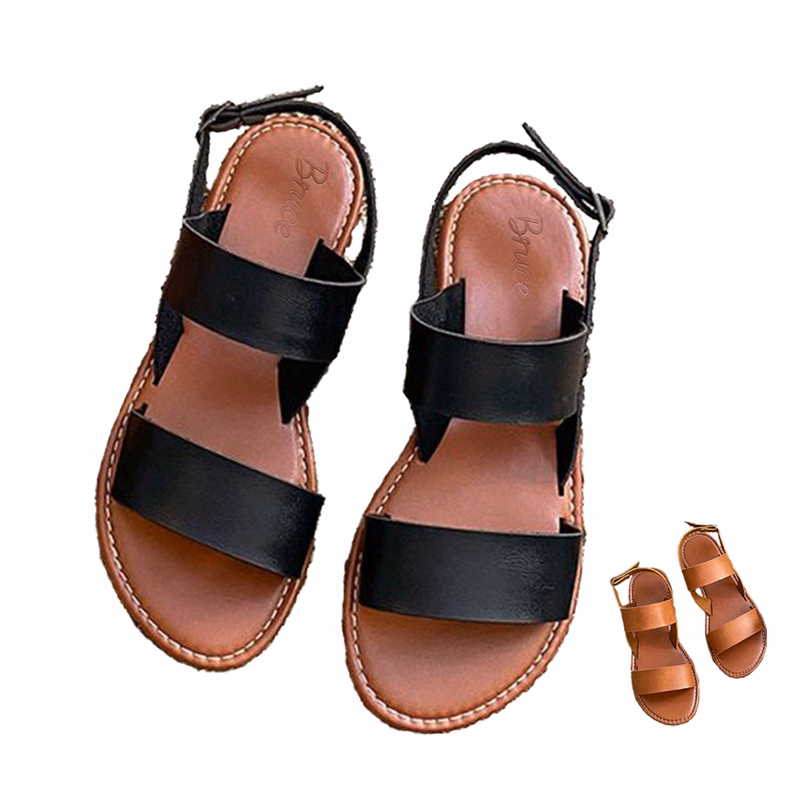 Vintage Flat Sandals w/ Buckle Strap slippers for women