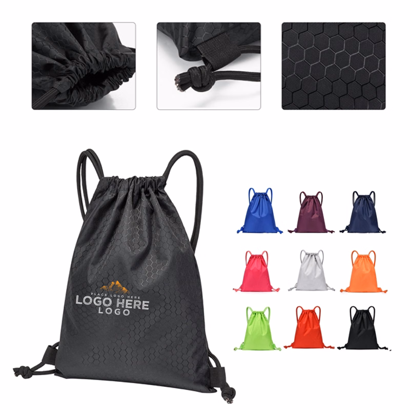 MOQ 50 Water-Resistant 13"x17" Oxford Drawstring Bag for Sports & School