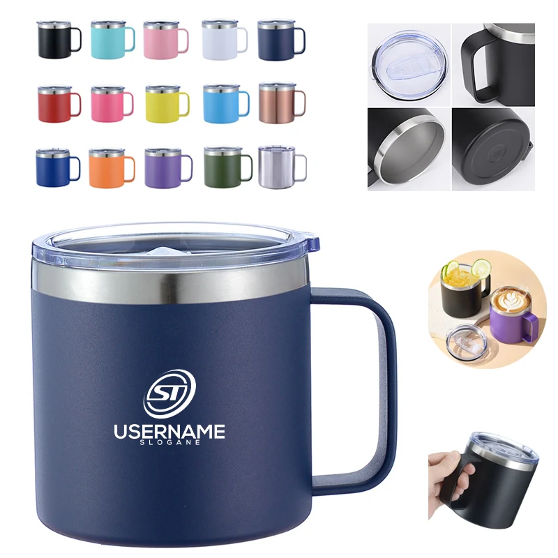 14 oz Coffee Mug Vacuum Insulated Camping Mug with Lid 1