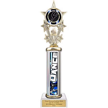 Trophy, 12" Action Matrix Dance Blue 1 column,