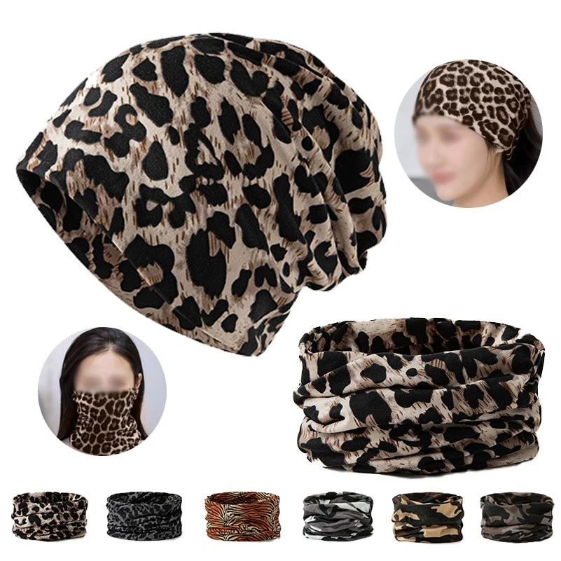 Leopard Print Turban Hat Multipurpose Neck Gaiter 1