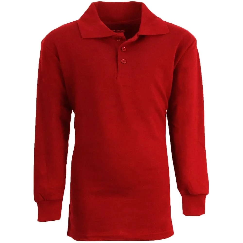 Boys' Uniform Polo Shirts - Sizes 16 - 20 Red Long Sleeve 1