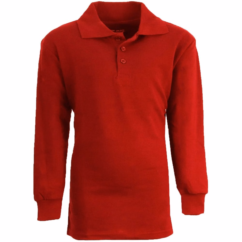 Boys' Uniform Polo Shirts - Sizes 16 - 20 Red Long Sleeve