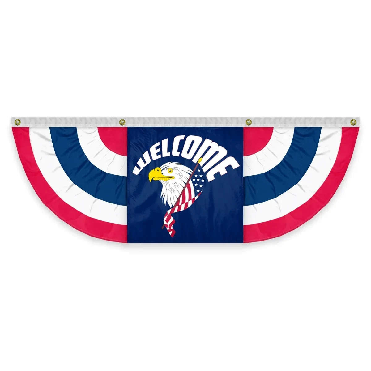 USA Pleated Full Fan With Welcome Eagle Head Center 1