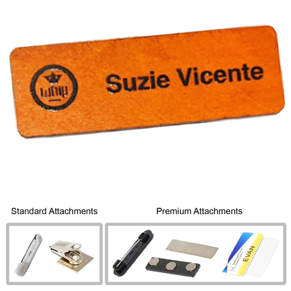3"W x 1"H Printed Wood Badge 1