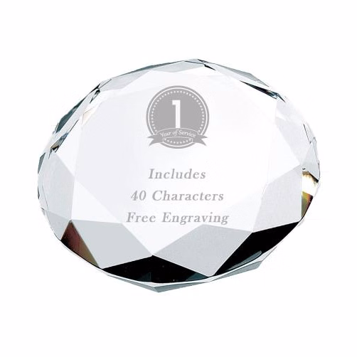 Crystal circle Facet Paperweight 3.5"