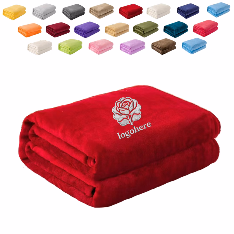 MOQ 20 Solid Color 200GSM Fleece Blanket Sofa Throw