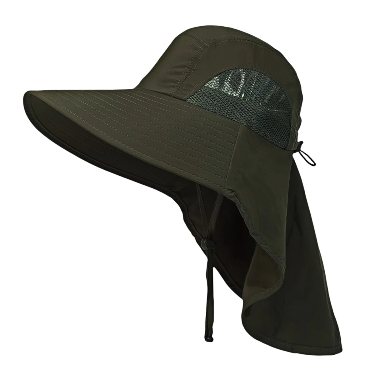Men's UV Protection Wide Brim Fishing Hat with Neck Flap 1