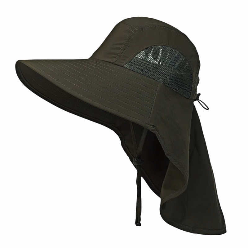 Men's UV Protection Wide Brim Fishing Hat with Neck Flap