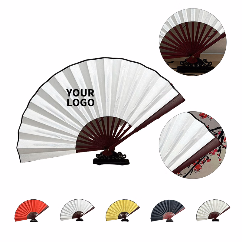 Bamboo Cloth Folding Hand Fan 23" Width Two Side Print