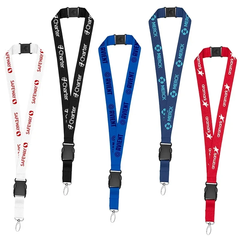 1" Eco Friendly rPET Lanyard w/ Buckle and Safety Breakaway 1