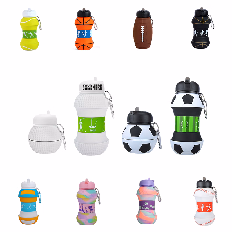 MOQ20 Silicone Outdoor Folding Eye-Catching Sports Kettle